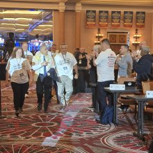 Denise Fleming escorting NY AFL CIO President Mario Cilento